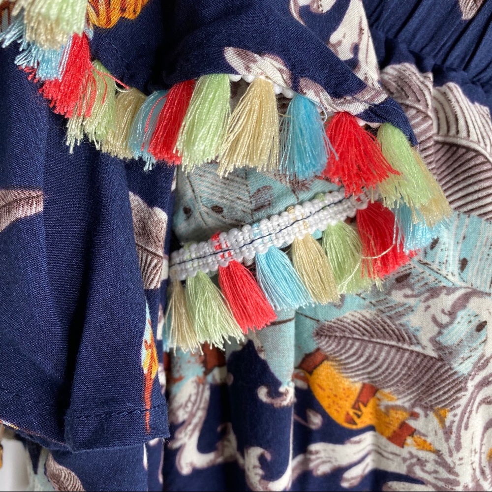 Umgee Boho Feather Print Fringe Trim Tunic2021 - image 8